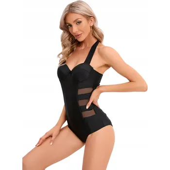 Dámské plavky PLAVKY ČERNÉ S KOSTICEMI A PUSH-UP EFEKTEM XXL