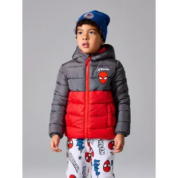 Chlapecká bunda Sinsay - Prošívaná puffer bunda s kapucí Spider-Man - červená - 691GW-33X - 691GW-33X-122