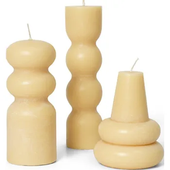 Ferm Living, Svíčky Torno žluté 3 ks - Formadore
