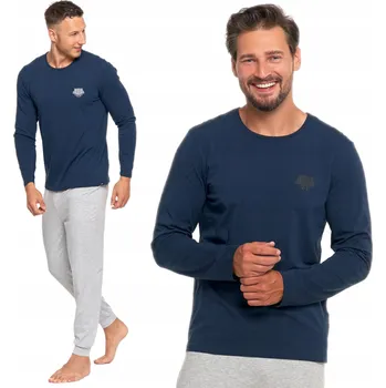 Pánské pyžamo Klasické pánské pyžamo s dlouhým rukávem a dlouhými kalhotami, hladká bavlna MORAJ XXL