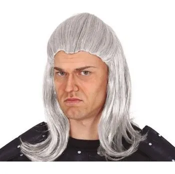 Karnevalová paruka Guirca paruka polodlouhé vlasy světle šedá