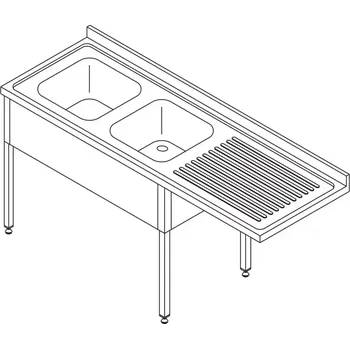 Maxima Stůl na mytí nádobí s dřezem - 200 x 70 cm - levý | 09394003