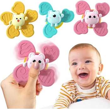 Hračka pro nejmenší 3x Fidget Spinner HRAČKA DO VANY Senzorická hračka s přísavkou, chrastítko