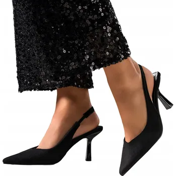 Dámské lodičky Lodičky Černé Dámské Jehlové Podpatky Otevřená Pata Obcas Sklenička POHODLNÉ vel. 39