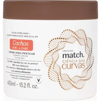 Stylingový přípravek oBoticário Match. Science of Curves bezoplachová péče pro snadné rozčesání vlasů 450 ml
