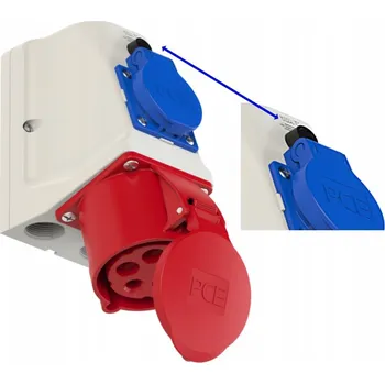 Elektrická zásuvka CEE zásuvka vestavná KOMBI s odpojovačem 9225-6 PCE 32A 400V 5P 1x230V s kolíkem