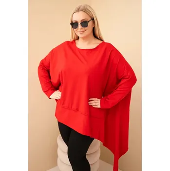Dámská tunika Dámská tunika Plus Size z bavlny s asymetrickým spodním lemem červená UNI