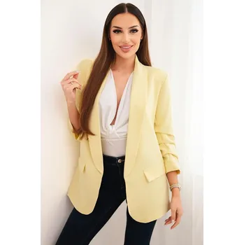 Dámské sako Elegantní sako s klopami citronové UNI