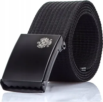 Opasek PÁSEK PLÁTĚNÝ vojenský pánský ŠIROKÝ ČERNÝ 85cm