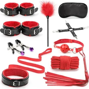VšeNaSex.cz Bondage sada Red Litchi Pattern Kit 10 dílů
