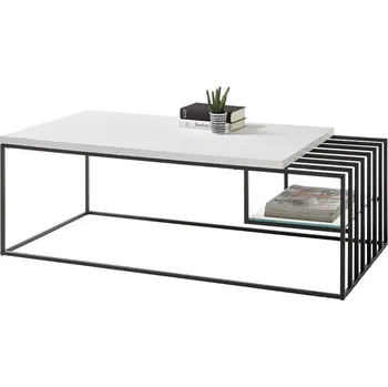 Konferenční stolek Konferenční stolek JUBA bílý mat/černý kov obdélníkový 120x40 cm lamino bílá/černá