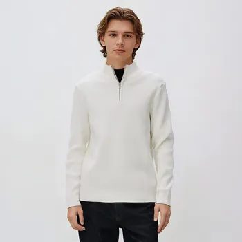 Pánský svetr Reserved - Svetr se stojáčkem na zip - bílá - 068FR-00X - 068FR-00X-XXL