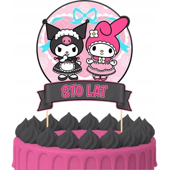 Obraz ZÁPICH DO DORTU Narozeninová Ozdoba na Dort Sto Let KUROMI MY MELODY SANRIO POSTAVIČKY