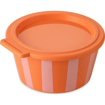 Dóza na potraviny Koziol, Nádoba Nora s pruhy s víkem 700 ml oranžovo-růžová - Formadore