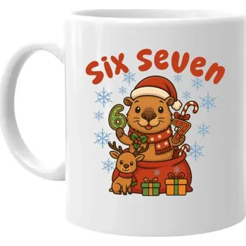Žertovný předmět Six seven 67 - Italian Brainrot - Vánoční kapybara - hrnek s potiskem- Tričkový.cz