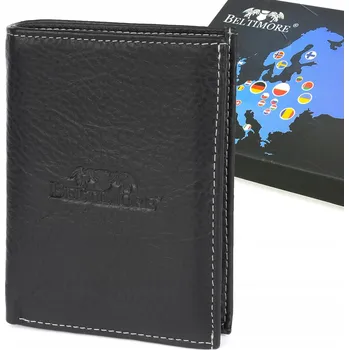 Peněženka Kožená peněženka černá vintage vertikální velká s RFiD ochranou Beltimore G76