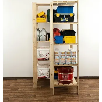 regál Dřevěný regál rohový MAXI 4W+ 166x85x50 - borovice