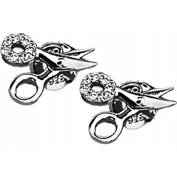 Náušnice Stříbrné náušnice 925 nůžky se zirkony