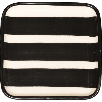 Talíř Zafferano, Talíř na občerstvení Lido Righe s pruhy 11 x 11 cm černý - Formadore