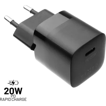 Síťová nabíječka FIXED Mini s USB-C výstupem a podporou PD, 20W, černá