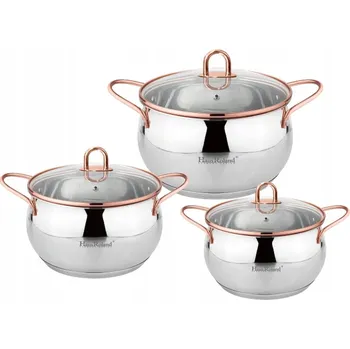 Sada nádobí Haus Roland Sada nerezového nádobí, 6dílná, s měděnými úchyty
