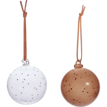 Vánoční dekorace OYOY, Vánoční koule Natale, 7 cm, průhledná a hnědá, 2 ks - Formadore