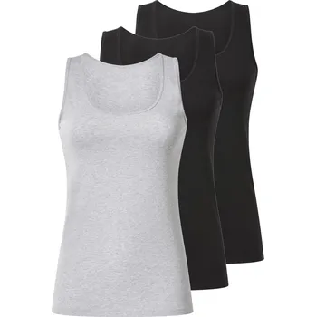 esmara® Dámské tílko, 3 kusy (černá/šedá, S(36/38))