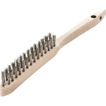Drátěný kartáč Lessmann 102621 | Ruční kartáč Standard dřevěná rukojeť 2-radová, ocelový drát zvlněný 0,30