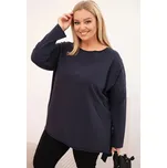 Dámská asymetrická blůza Plussize s dlouhým rukávem/BARVY Barva: Námořnická modř, Velikost: universal