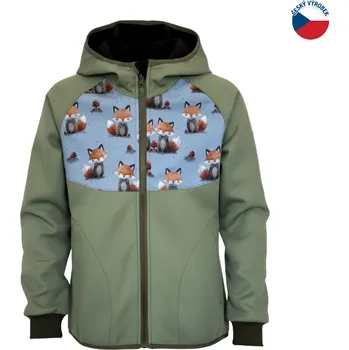 Chlapecké oblečení ZÁHOŘÍ Rudel ZÁHOŘÍ Dětská softshellová bunda s kapucí - zelená s liškami Velikost: 122