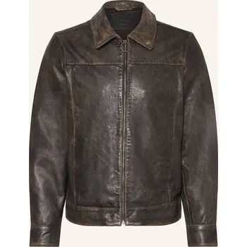 Allsaints Pánská Kožená Bunda Alkan, černá / tmavě hnědá, 50