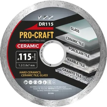 Řezný kotouč Kotouč řezný diamantový 115mm PROCRAFT DR115 Ceramic