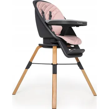 Jídelní židlička Muuvo růžová, dřevo a plast, nastavitelná