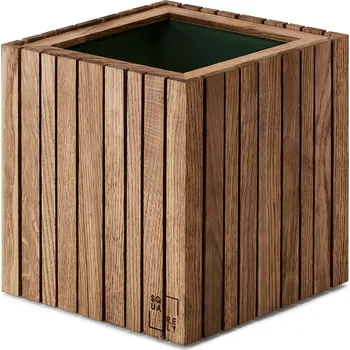Stojan na květiny Squarely, Květináč samozavlažovací GrowON s otvory pro závěsné úchyty tmavý dub - Formadore