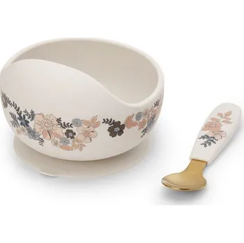 Silikonová miska se lžičkou Elodie Details - Blue Garden