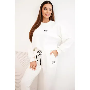 Kesi Włoski Dámský komplet z viskózy s mikinou a kalhotami ecru masełkowy Kesi Włoski krémová 3500827