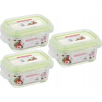 Dóza na potraviny 3x MALÁ SKLENĚNÁ NÁDOBA NA POTRAVINY 150 Ml OBĚDOVÝ BOX PROSTÚHLÝ KRABIČKA