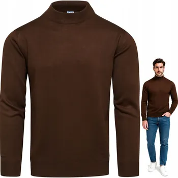 Pánský svetr Recea svetr 3101 hnědý rolák XL velikost