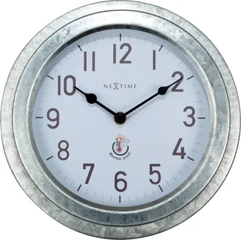 Hodiny NeXtime, Nástěnné hodiny Poppy do exteriéru bílo-stříbrné - Formadore