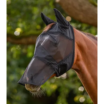 Vybavení pro koně Maska proti hmyzu PREMIUM s ochranou uší a nosu Barva: černá, Velikost: SH