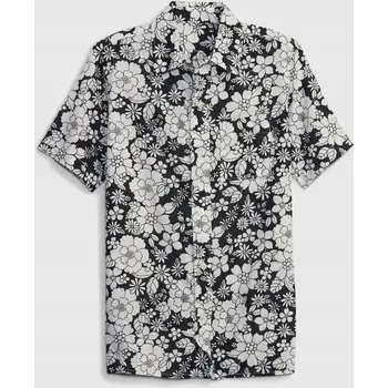 GAP dětská lněná košile s dlouhým rukávem černá, velikost L