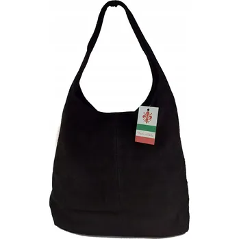 Kabelka Semišová italská shopper kabelka Vera Pelle Černá