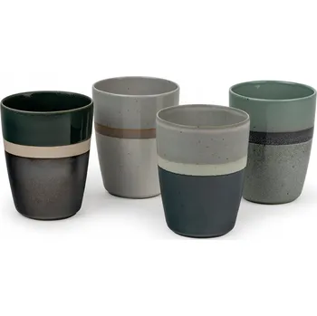 BREDEMEIJER Sven Sada 4 keramických šálků na čaj, Obsah: 0,20 litru, Výška: 111 mm