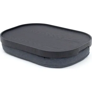 Bosign, Tác Laptray oválný vrbové dřevo s protiskluzovým povlakem a se šedým polštářem L černý matný - Formadore