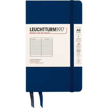 Diář Leuchtturm 1917, Zápisník linkovaný v tvrdých deskách Leuchtturm 1917 A6, 187 stran, tmavě modrý, 80 g/m² - Formadore