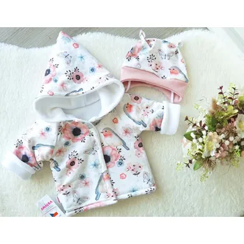 Kojenecká bunda AMÁLKA Zateplený kabátek, bunda + čepička, ptáčci Velikost: 80-86