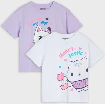 Oblečení a móda Sinsay - Bavlněná košilka s potiskem 2 pack - vícebarevná - 393HS-MLC - 393HS-MLC-140