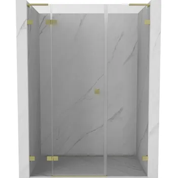 Mexen Lunar L, levé otočné sprchové dveře 160 cm, 8mm čiré sklo, zlatý matný profil, 834SL-160-050-55-00-L