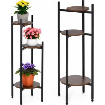 Stojan na květiny Kovový stojan na květiny 81 cm SPRINGOS GA0215 tmavě hnědý