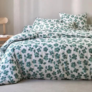 Povlečení Bavlněné povlečení Petúnie, zelené, 140 x 200 cm 497184